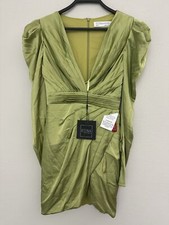 IEENA For Mac Duggal Olive Green Short Sleeve V-Neck Dress 26380 Size 2