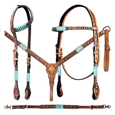 BE Bar H Equine American Leather Horse Saddle Tack One Ear Headstall | Breast