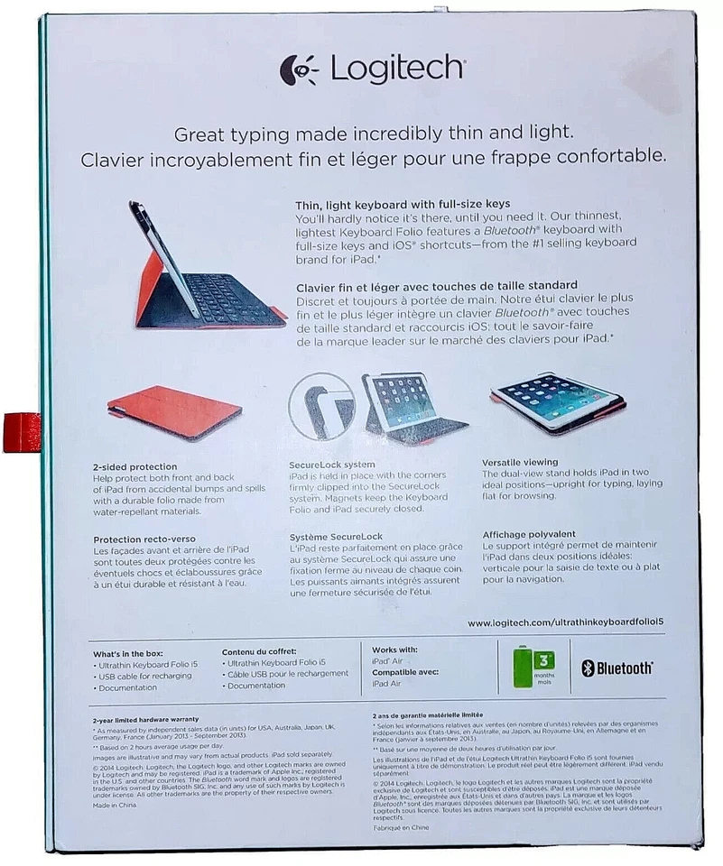 Logitech Ultrathin Portfolio Keyboard Case for Apple iPad Air - RETAIL - Image 2 of 4