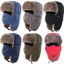 Warm Winter Hat for Ushanka Russian Ski Hunting Hat with Earflaps Windproof Mask