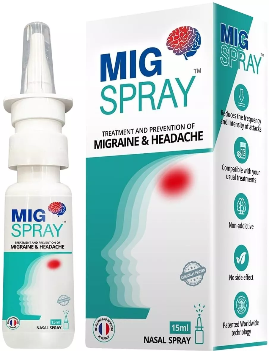 Migspray Instant Migraine Headache Relief Nasal Spray 15ml Reducing Migraine