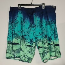 Roundtree Yorke Blue Green Floral Swim Trunks Mens 2XB