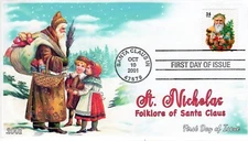 AO-3537-40, 2001, Santa Claus, Complete Set, First Day Cover, Add-on Cachet,