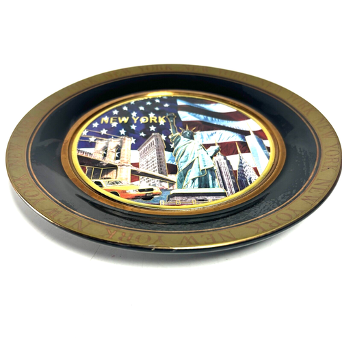 Art of Chokin NUEVA YORK Placa con Bordes de Oro 24K 8" Exhibición en Relieve Hecha en Japón - Imagen 2 de 5