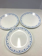 Corelle MORNING BLUE Floral Dinner Plates - Set of 3 ~ 10’1/4” Diameter  A