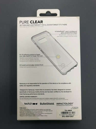 Tech21 S8 Plus Clear Case Cover + Zagg Glass Screen Protector for Galaxy S8+ - Picture 11 of 11
