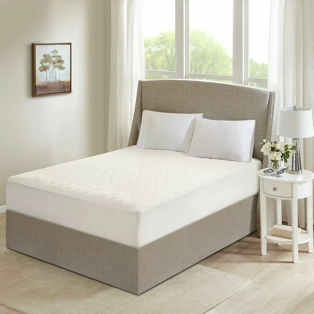 Luxury White Cotton Heated Mattress Pad w/Deep Pocket u0026 20 Heat Settings |  eBay