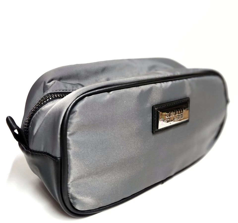 Bolso de aseo Cavalli Class de Roberto Cavalli para hombre gris oscuro negro nuevo con etiquetas Foto 2 de 4