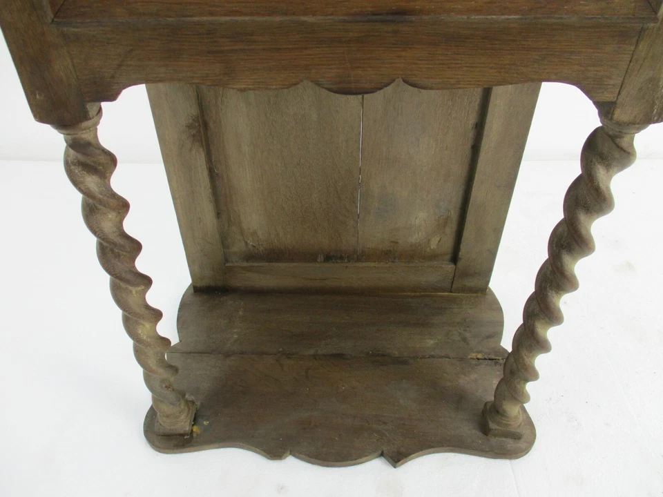 古董爱德华时代展示柜雕刻木大麦扭转含铅玻璃哇 — 第 4/4 张图片