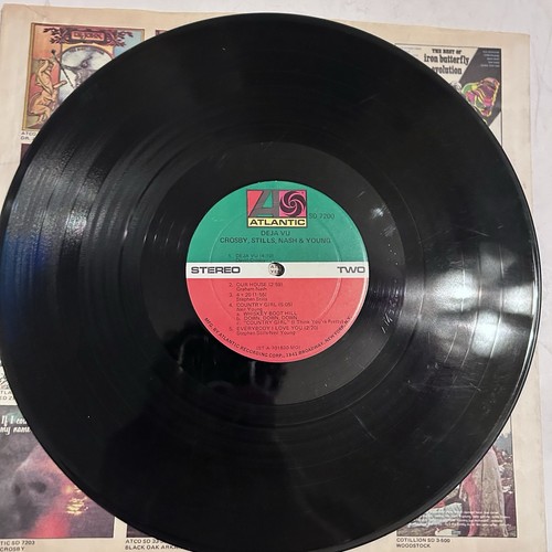 (2) Crosby Stills Nash & Young Déjà Vu 1st US Press LP Record SD 7200 Gold Foil - Foto 23 di 24