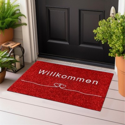 Majo Lifestyle und Home Fußmatte Fußabtreter Robust Rot Willkommen 40 x 60 cm