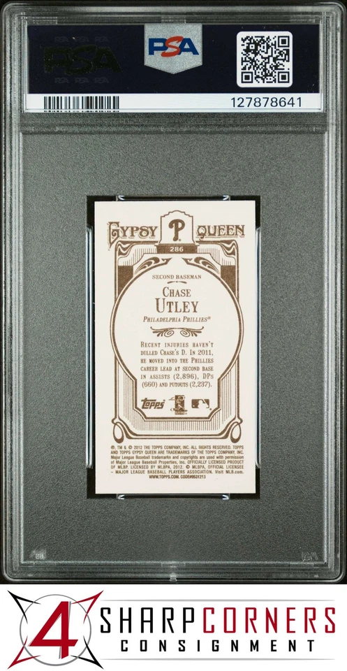 2012 TOPPS GYPSY QUEEN MINI-BATTING #286 CHASE UTLEY POP 1 PSA 10 - Image 2 of 3