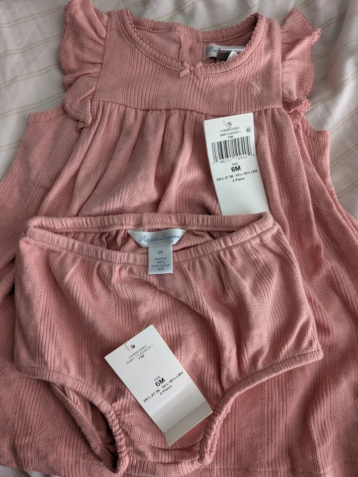 Ralph Lauren Baby Girl Dress Pink Sleeveless Size 6 Months Ruffle - Image 2 of 2