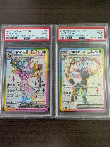 New ListingUmbreon ex AND Espeon ex 2025 Pokemon SV Prismatic Evo Promo #175 & #176 PSA 9