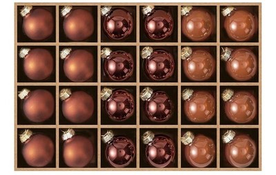 WDS WONDROUS Brown Glass Christmas Ball Ornaments - Set of 24 - 1.18'' Mini Xmas