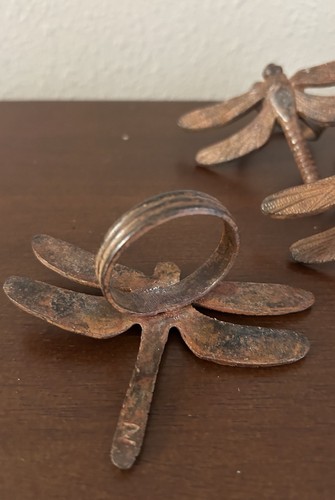 Dragonfly Napkin Rings Set of 8 Pier 1 Cast Iron Rustic 2¾" L x 3½" W 1½" - Picture 2 of 5