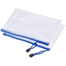 3 Pcs Mesh Zipper Bags, B6 File Document Pockets Bill Pouch Folders, White