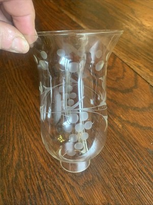 B & P Lamp Cut Grapes Glass Hurricane Sconce Shade Hand Etched 6.5 Vtg