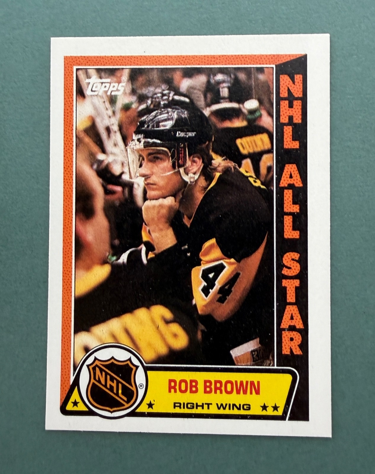 1989-90 Topps Hockey Rob Brown All-Star Sticker #8 Pittsburgh Penguins