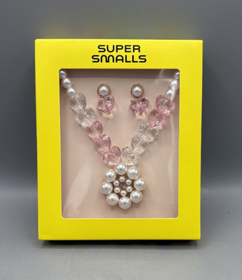 Super Smalls Pink White Pearl Necklace and Earrings Jewelry Set for Girls age 3+
