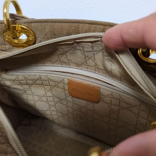 Christian Dior - Borsa Vintage Lady Dior Cannage - Trapunta Nylon Tan - Medium - Foto 13 di 19