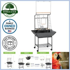 Small Parrot Playstand Metal Wheels Versatile Climbing Perches Swing