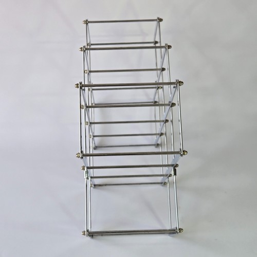 MCM-Style Expandable Folding Accordion Chrome Metal 10 Bottle Wine Rack - Picture 5 of 7