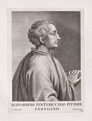 Pinturicchio Italian painter pittore Perugia Renaissance Portrait incisione 1770
