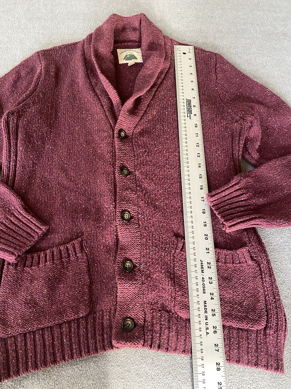 O'Hanlon Mills Mens L Burgundy Cardigan Sweater Button Up Grandpa Grandpacore image 9