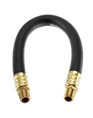 QWORK Air Compressor Hose, 15 inches long with a 0.375 inch diameter, Black