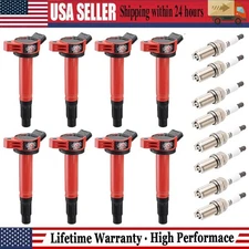 UF487 Ignition Coil and Spark Plug 1483 For Toyota Tundra V8 4.6L 4.7L 5.7L 2010