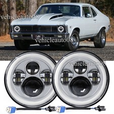 DOT Approved 7"inch Round Led Headlight Hi/Lo DRL Beam fit Chevy II/Nova 1969-79