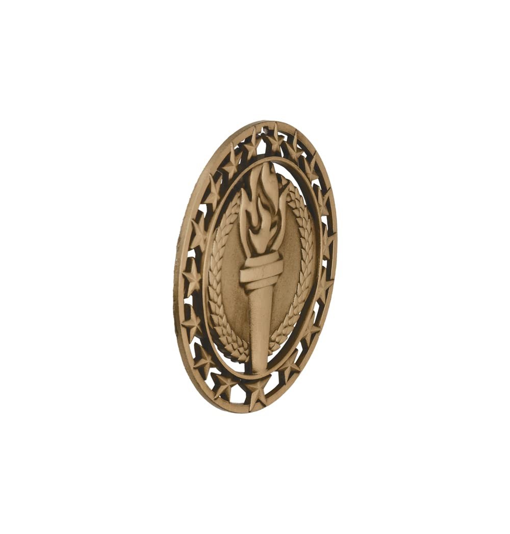 Victory Torch Gold Silver or Bronze Medals with Red White and Blue Neck Ribbo...