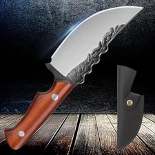 Forged Stainless Steel Santoku Boning Knife Meat Cleaver Wooden Handle