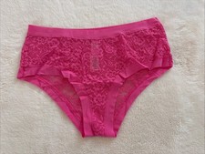 Victoria's Secret Panties Cheeky Panty No Show Floral Lace Dark Pink Large L NWT