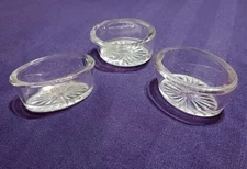 Oval Salt Dips / Salt Cellars - Lot of 3 -  Clear Glass - Antique 