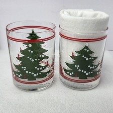 Waechtersbach Christmas Tree Old Fashioned Glasses Germany 12 oz 4-1/4" Set of 2