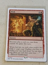 mtg white border Wish, rare sorcery, Mystery Booster 2, unplayed