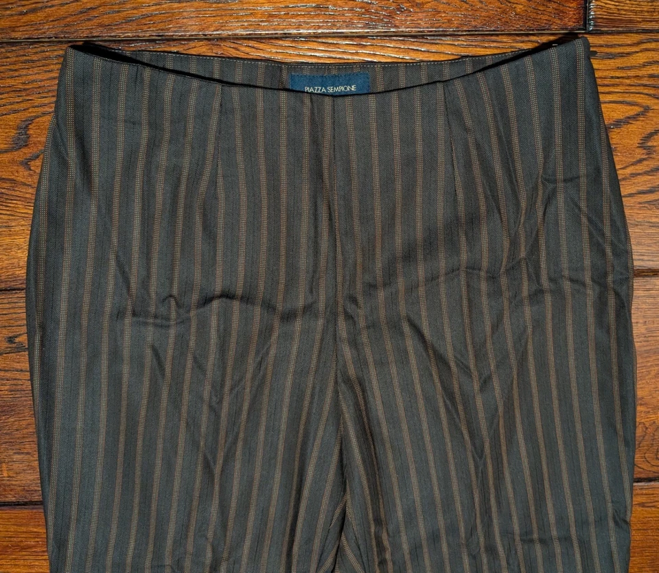 Piazza Sempione 女式羊毛和丝绸混纺棕色条纹正装裤子 IT 44 码 — 第 3/4 张图片