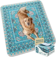 Blue Vintage Floral Dog Training Pads, Extra Large, Waterproof & Washable 2 Pack