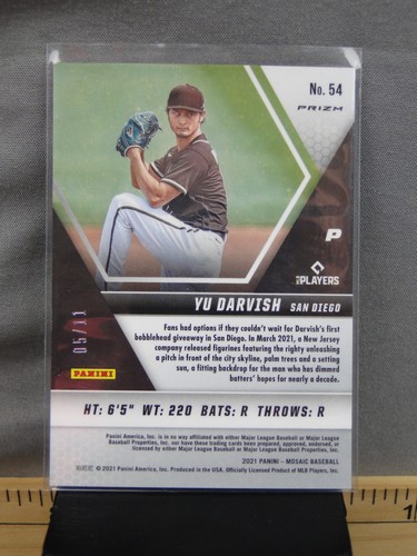 2021 Panini Mosaic Yu Darvish #54 Green Swirl Prizm /11 - Picture 2 of 6