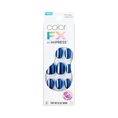 KISS colorFX by Press On Nails , 'Reconnectâ  , Solid Blue with Pearlescent