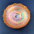 Vintage Fenton Stippled Rays Marigold Round Footed Bowl Carnival Glass