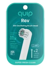 Quip Rev Oscillating Electric Toothbrush Head, Adult Compact Head Refill, 2 Pack