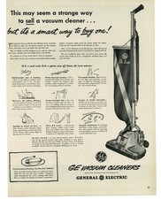 1946 G-E General Electric De Luxe Upright Vacuum Cleaner Vintage Print Ad 1
