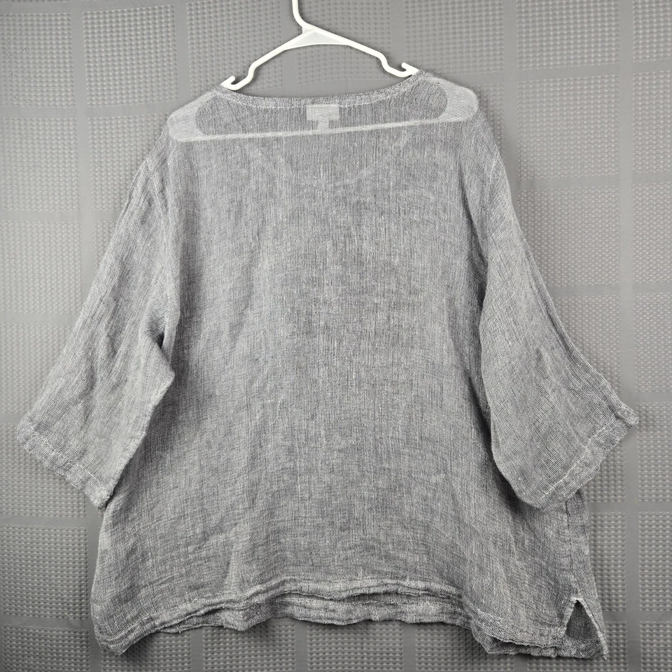Top Pullover Jill Pure Jill 100% Lino Gris Texturizado Tejido Transpirable 3X Plus Foto 2 de 4
