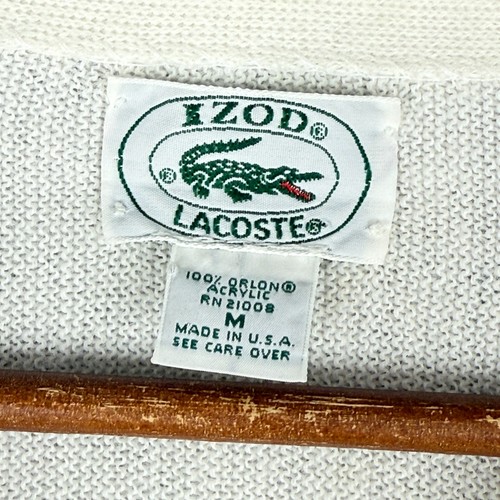 Vintage Izod Lacoste Strickjacke Pullover Herren Medium Elfenbein Alligator Hergestellt in den USA * - Bild 3 von 14