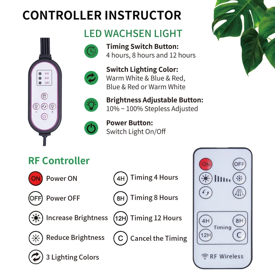 84 LED Grow Light, Red/Blue Spectrum, 4 Head Clip-on, Timer & Dimmable - Image 3 of 4