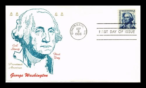 US COVER GEORGE WASHINGTON 5C COIL PROMINENT AMERICANS FIRST DAY ISSUE