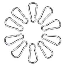 10x Silver Carabiners Push Spring Snap Clip Small Hook Keychain Key Hiking 1"-2"